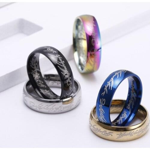 Fashion 5 Colors Tungsten Ring Female/Mens Finger Rings Laser Etched Titanium Steel Jewelry Rings For Women Drop Shipping