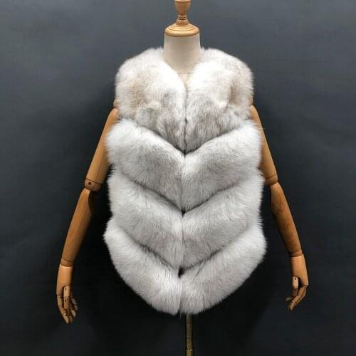 Hot Sale Womens Fur Coat Fashion Short Solid Fluffy Real Fox Fur Vest Female 2021 Winter Jacket