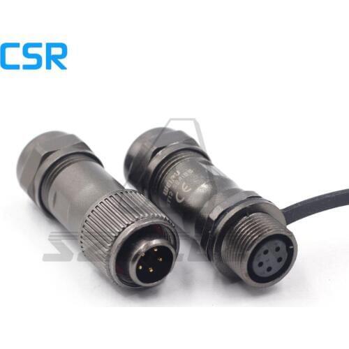 ST12 5pin Metal waterproof connector IP67 male and female cable Docking