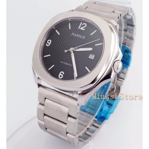 Fashion luxury brand Parnis 39mm Miyota 821A Automatic Stainless Steel Mechanical Waterproof Wrist Watch Gift