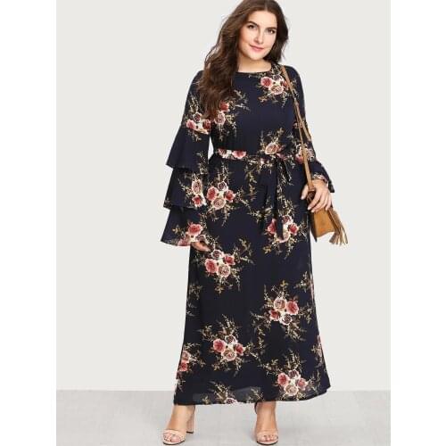 Ramadan Turkey India Muslim Women Dress Floral Print Abaya Duabi Arabic Vestidos Moroccon Kaftan Islam Clothing Jilbab Gown Robe