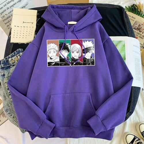 Jujutsu Kaisen Anime Hoodie Men Fleece Autumn Warm Tracksuit For Male Autumn Retro Harajuku Pullover Oversized Loose Sweatshirt
