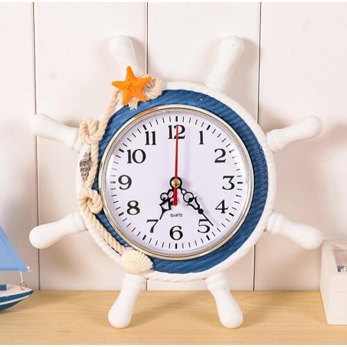 Garden Wall Clock Nordic INS Mediterranean Style Wall Clock Creative Decoration Wall Clock Marine Theme Home Decor Wall Clock