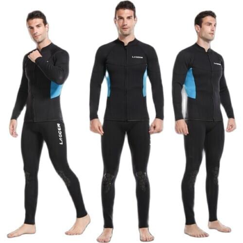 2.5mm Neoprene Wetsuit Men Long sleeve Diving suit Surfing Snorkeling Scuba Spearfishing 2 pieces set Winter thermal Swimsuit