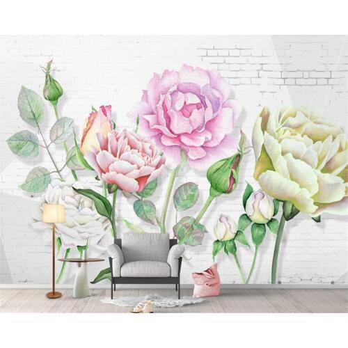Beibehang Custom photo wallpaper europe 3d Brick pattern rose floral murals living room bedroom tv background 3d wall paper