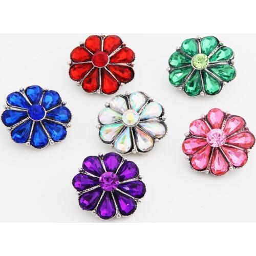 Wholesale 047 3D 18mm 20mm rhinestone metal snap button for Bracelet Necklace Jewelry For Women Fashion accessorie