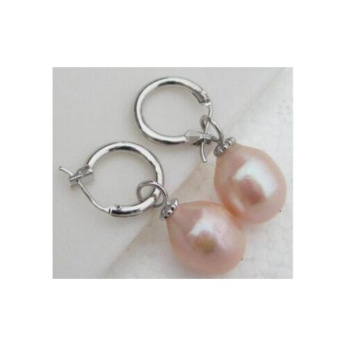 Good Wholesale price HUGE 11-13 mm South Sea pink natural Drop Pearl Earring 925silver hook