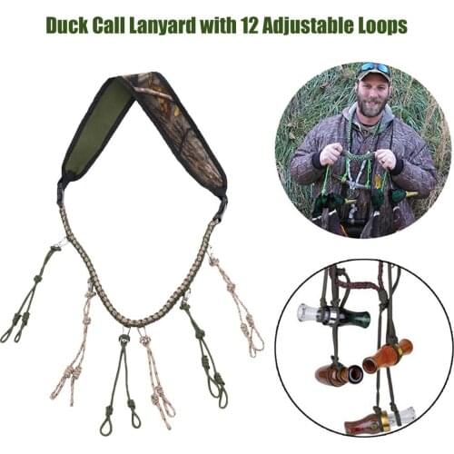 Duck Call Lanyard With 12 Adjustable Hand Braided Whistle Sling Utdoor For Duck Dog Whistle With 6 Removable Drops (No Whistle)