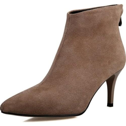 Big Size boots women shoes ankle boots for women ladies boots Rear zipper tip with thin heel