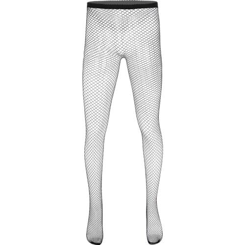 Sexy Men Sissy Lingerie Sheer Transparent Fishnet Elastic Waist Tights Leggings Stretchy Pantyhose Stockings Gay Erotic Pants