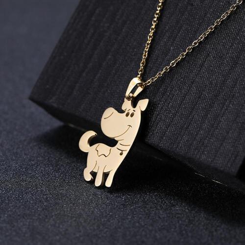 Skyrim Cute Animal Loyal Dog Pendant Necklace Stainless Steel Golden Adjustable Choker Chain Necklaces Kids Jewelry for Women