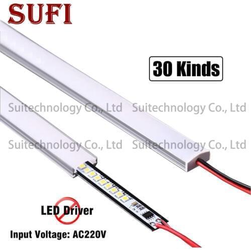 4pcs LED U Type Slot Hard Light Strip AC220V Light Strip For Display Counter Wine Cabinet Shelf Light Mirror Front Light Tube