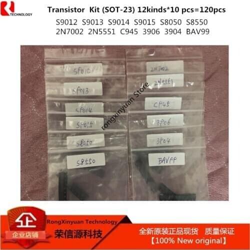 Transistor Kit (SOT-23) 12kinds*10 pcs=120pcs BAV99 S9012 S9013 S9014 S9015 S8050 S8550 2N7002 2N5551 C945 3906 3904 New origi