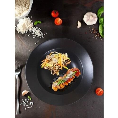 Trend 2021 Keramika Matte Black Delta Pasta Plate 26 Cm посуда для кухни наборы set kitchen vaisselle platos