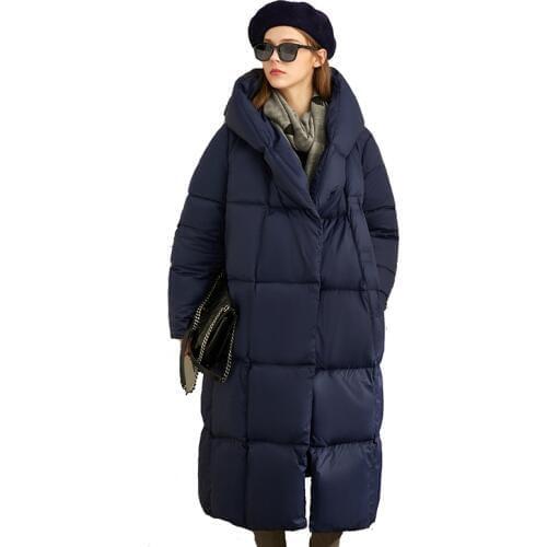 European station fashion white down jacket female 2020 winter new thick long knee bread clothing white duck down jackets women