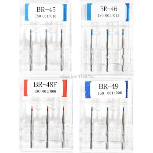 15Pcs / 5Boxes Dental Diamond Burs BR-45 / BR-46 / BR-48F / BR-49 Polisher Drill Dia-Burs High Speed Handpiece Dentist Burrs
