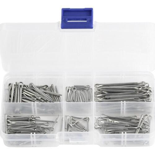 175Pcs Sliver Split Pins Cotter Fixings Assorted Sizes Zinc Plated Steel Hard Case Link Split Cotter Pin
