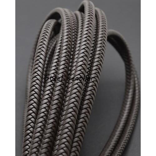 2m/lot Approx 7*5mm Brown Flat Braided Leather Cord Rope String Beading Cords For Necklace Bracelet DIY Jewelry Findings Cords