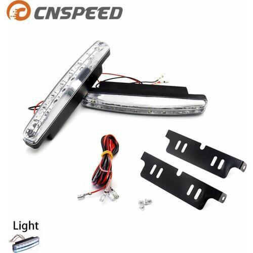 CNSPEED 2PCS LED daytime running lights Piranha beads White car fog lights strobe light 8 DRL light bar parking 12V YC100471
