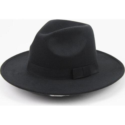 2019 acrylic solid bow brimmed hat Travel cap Fedoras jazz hat Panama hats for women and girl 01