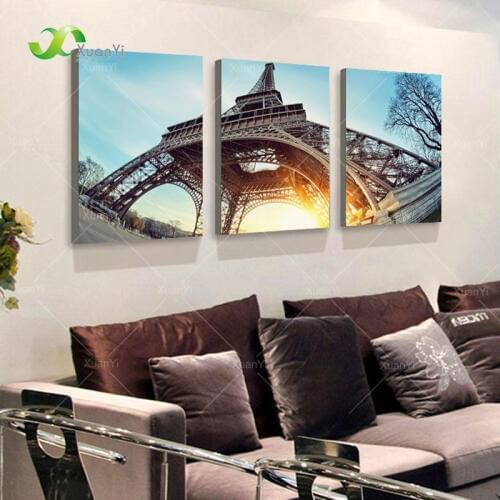3 Panel Eiffel Tower Wall Picture Printed Painting Landscape Oil Painting On Canvas Home Decorative Art Picture Unframed PR1129