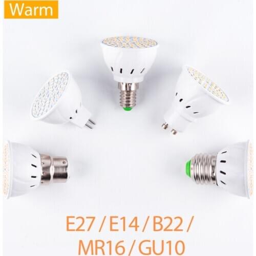 3000 K Home Lighting Bulb 220V GU10 MR16 E27 E14 B22 LED Spotlight Bulb 48/60/80 Chip Spotlight Bulb Home Decoration