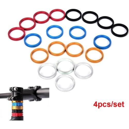4pcs 5mm Mountain Bike Front Fork Cycling Aluminum Alloy Bike Stem Handlebar Spacing Pad Spacer Bike Headset Ring Washer