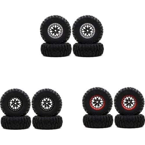 4Pcs Metal 2.2 Beadlock Wheel Rim Tires Set for 1/10 RC Crawler Car Axial SCX10 RR10 Wraith 90048 YETI Traxxas TRX-4