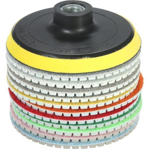 10pcs 3" abrasive tools Diamond Flexible Wet Polishing Pads accessories Grinding Disc + 1pc Backing Pad for Marble Stone