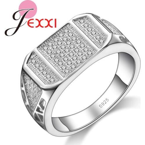 White Zircon Rhinestone Women Stainless Silver Ring Fashion Geometric Cut Jewelry Engagement Party Gift
