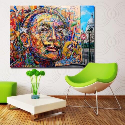 SELFLESSLY Salvador Dali Colorful Portrait Oil Painting Wall Art Canvas Posters Print For Living Room Home decoration