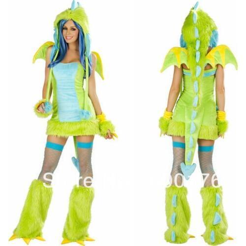 Free shipping Ladies sexy aniaml costume Fancy Dress Party Costume with fur warmer leg women party costume