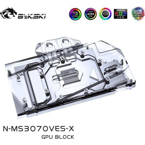 Bykski GPU Water Cooling Block For MSI Geforce RTX 3070 VENTUS 2X 8G OC, Full Cover Watercooler With Back Plate ,N-MS3070VES-X