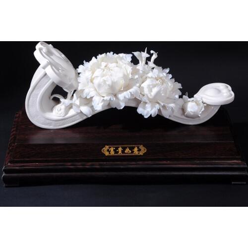 Rich jade peony flower art Home Furnishing decoration business gift collection Dehua ceramics