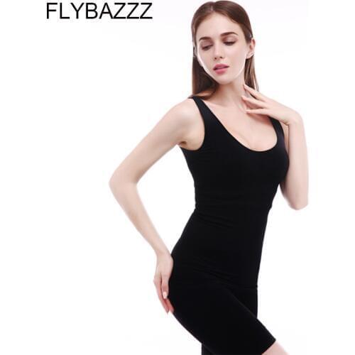 FLYBAZZZ Hot Shaper Slim Up Lift Plus Size Shirt Bra Cami Tank Top Women Body Removable Underwear Slimming Vest Corset Shapewear