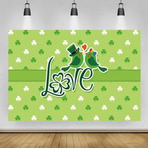 Leaf Pattern Green White Love Birds Photography Backgrounds Valentines Day Wedding Couple Kids Birthday Backdrops Table Decor