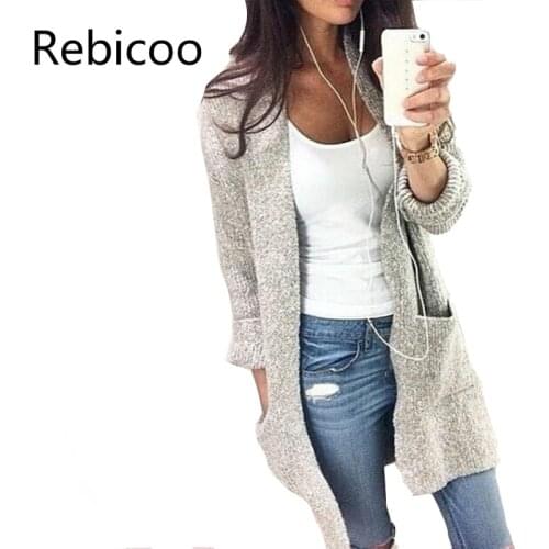 Autumn Winter Fashion Women Long Sleeve loose knitting cardigan cardigan sweater Womens Knitted Female Cardigan pull femme