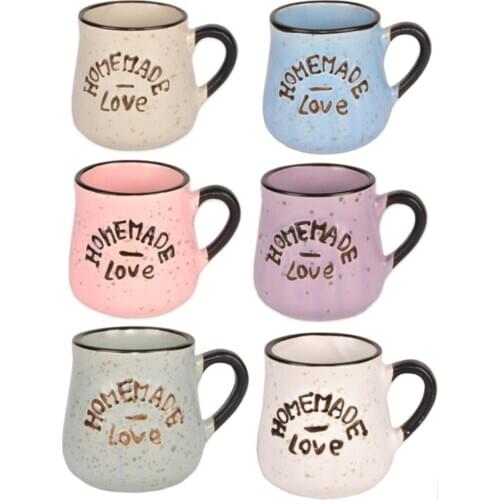 Ceramic Cup, 6 Pieces Color Homemade Love Tea and Coffee Cup Porcelain