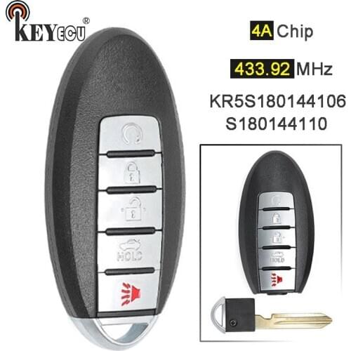 KEYECU 433.92MHz FCC ID: KR5S180144106 S180144110 Replacement Smart Remote Car Key Fob 5 Button for Nissan Rogue 2017 2018