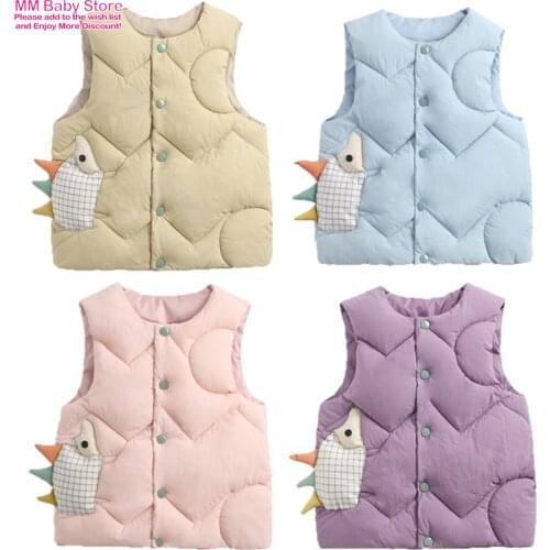 2021 Autumn Winter Warm Vest For Children 1-6Years Baby Girls Cute Cartoon Waistcoat Cotton Padded Outerwear Kids Boys Jackets