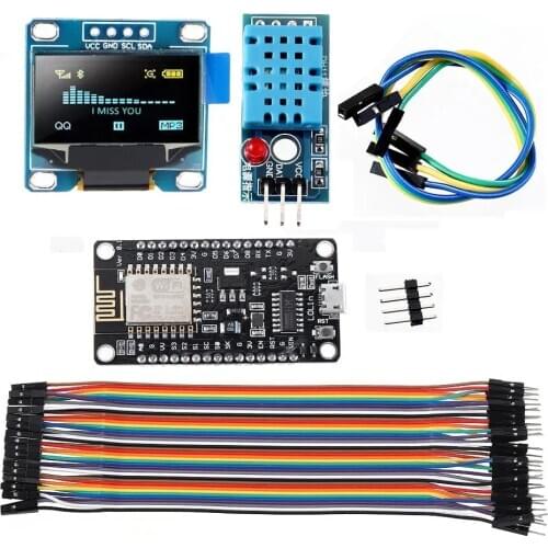 0.96 inch WiFi ESP8266 Starter Kit IoT NodeMCU Wireless I2C OLED Display DHT11 Temperature Humidity Sensor Module Geekcreit