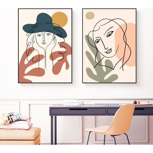 Creative Line a woman Wall Art Canvas Painting Wall Pictures For Living Room Decor Wall Decoration