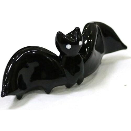 Custom Wholesale Miniature Glass Bat Figurines Cute Animal Ornaments Halloween Party Gifts For Kids Home Room Decor Collection
