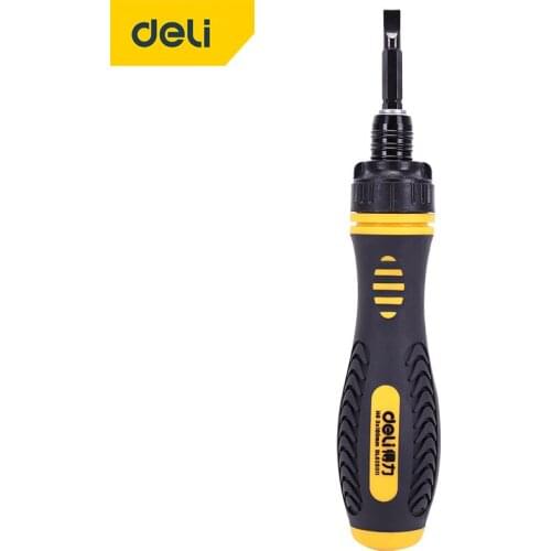 DELI Ratche Phillips Slotted Dual Purpose Scalable Ratchet Screwdrivers CR-V Magnetic Screw Driver Repair Manual Tool