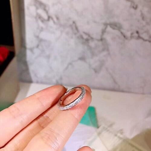 Fashion jewelry sparkling cz zircon round drilling ring romantic single diamond rings for women anillos plata 925 para mujer