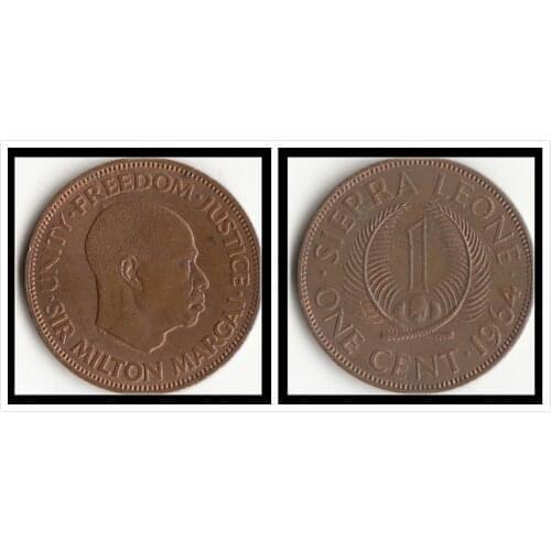 Sierra Leone 1 cents 1964 edition Coins Africa Original Coin Collectible Edition Real Rare Commemorative Random Year