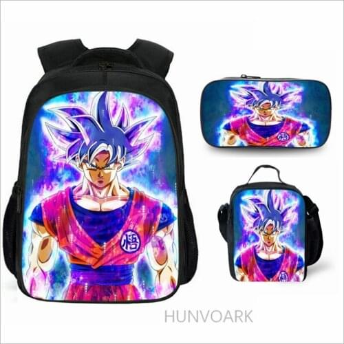 3PCS School Backpacks Set goku 3D Printing Backpack for Teenage Girls Boys Book Travel Bag Children School Backpacks