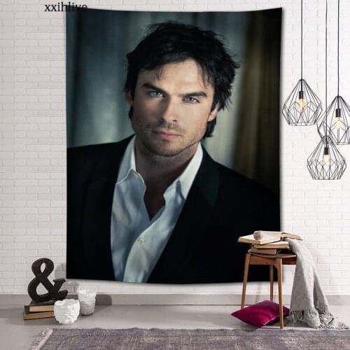 Actor Ian Somerhalder Tapestry Customizable Bohemian Wall Hanging Room Carpet HD Tapestries Art Home Decoration Accessories