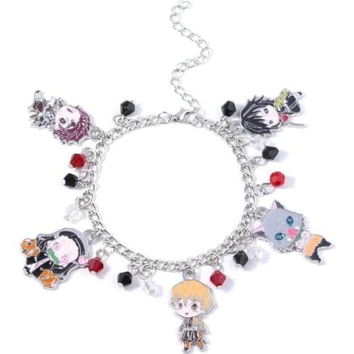 New Cartoon Demon Slayer Cosplay Charm Bracelets Kamado Tanjirou Agatsuma Zenitsu Bracelet Metal Bangle Accessories Jewelry Gift