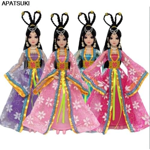 Ancient Doll Clothes For Barbie Doll Outfits Floral Dresses For 1:6 Dolls Cosplay Party Dress 1/6 Toys For Children Juguetes Toy